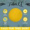 FabricLA Golden Yellow Faux Fur Tree Skirt Cut - 30-Inches with Rounded Edges (No Backing) for Christmas